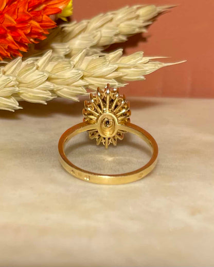 Bague Marguerite Émeraude &amp; 30 Diamants &quot;Sarane&quot;