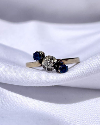 Bague trilogie diamant &amp; saphirs &quot;Joyce&quot;