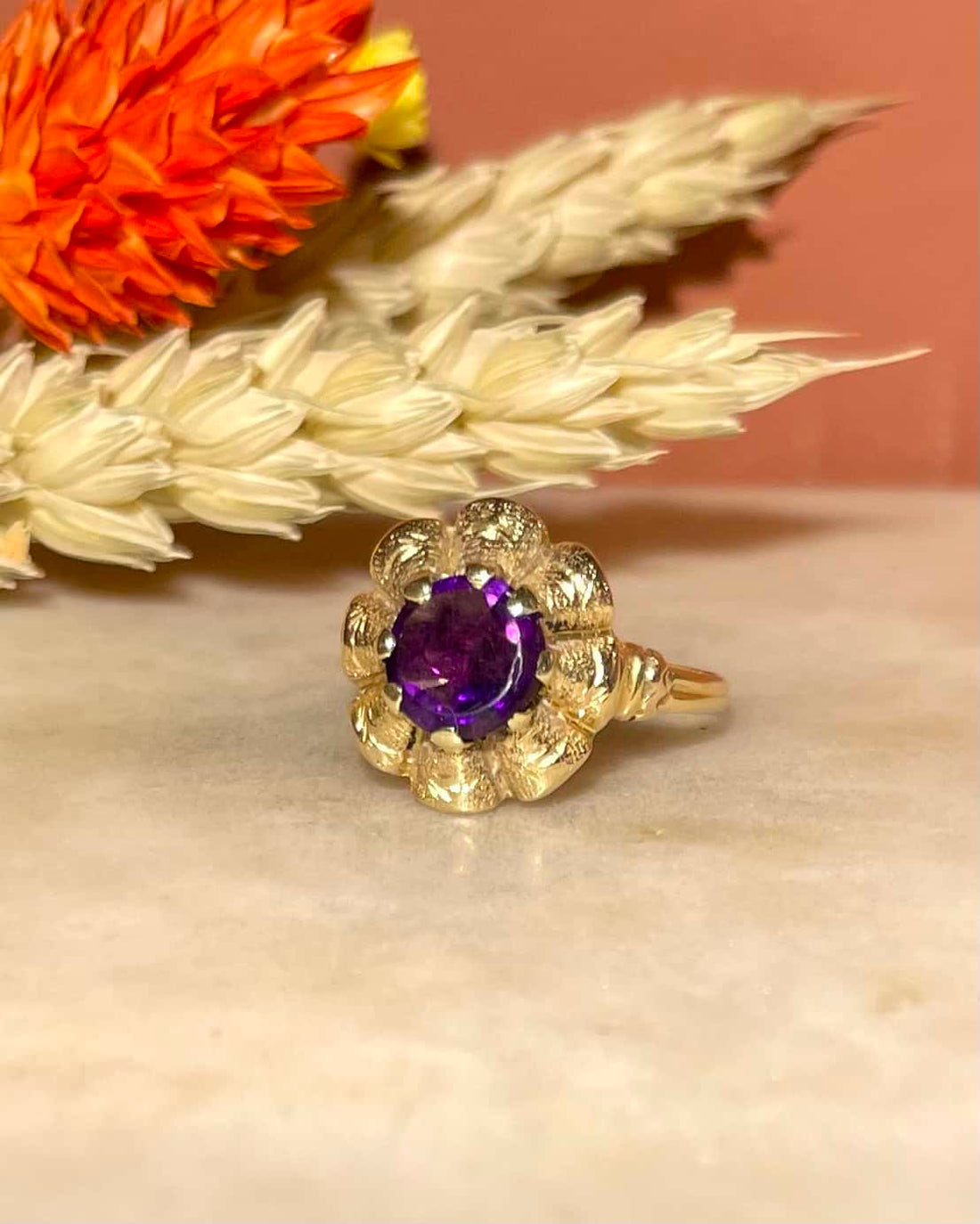 Bague Fleur Vintage Améthyste 1 Carat &quot;Birdy&quot;