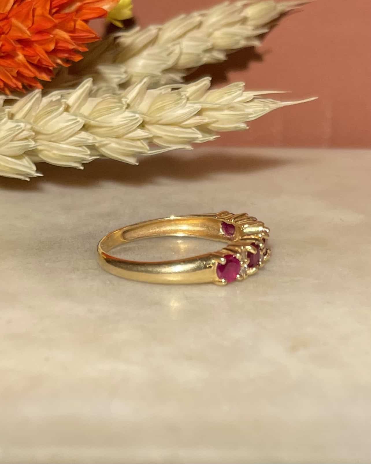 Bague rivière Rubis &amp; Diamants "Asma"