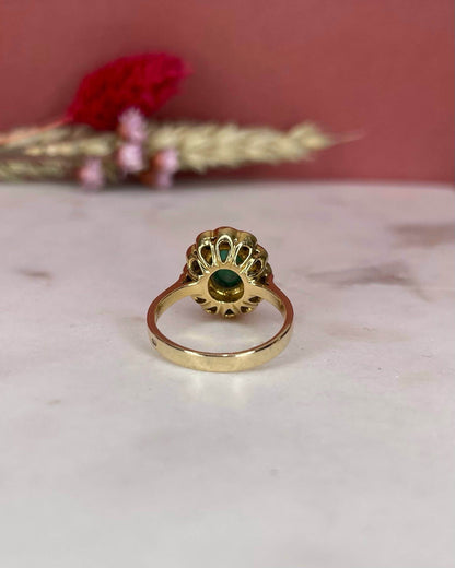 Bague Marguerite Émeraude Cabochon 1 Carat &amp; Opales &quot;Naima&quot;