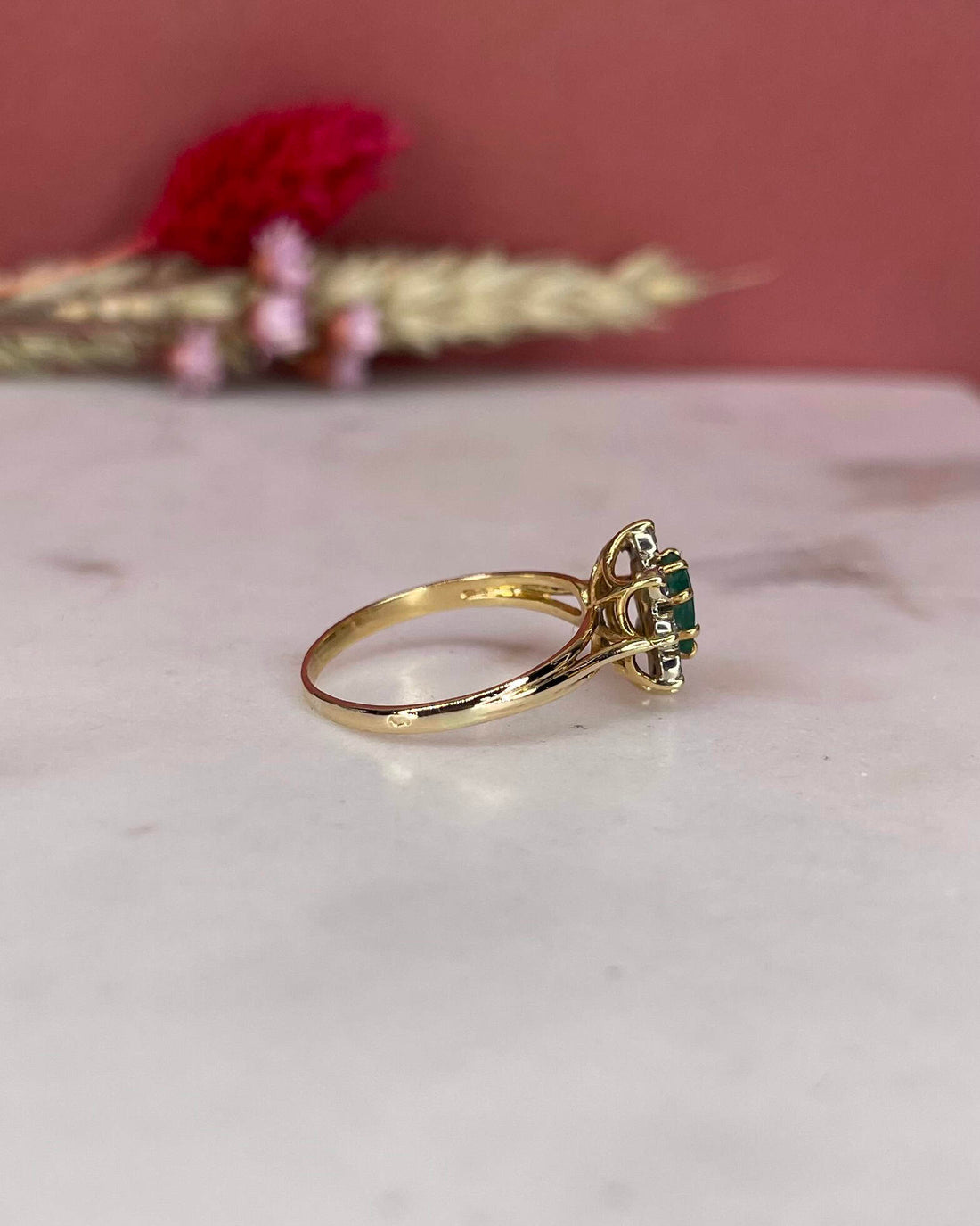 Bague Marguerite Émeraude &amp; Diamants &quot;Aya&quot;