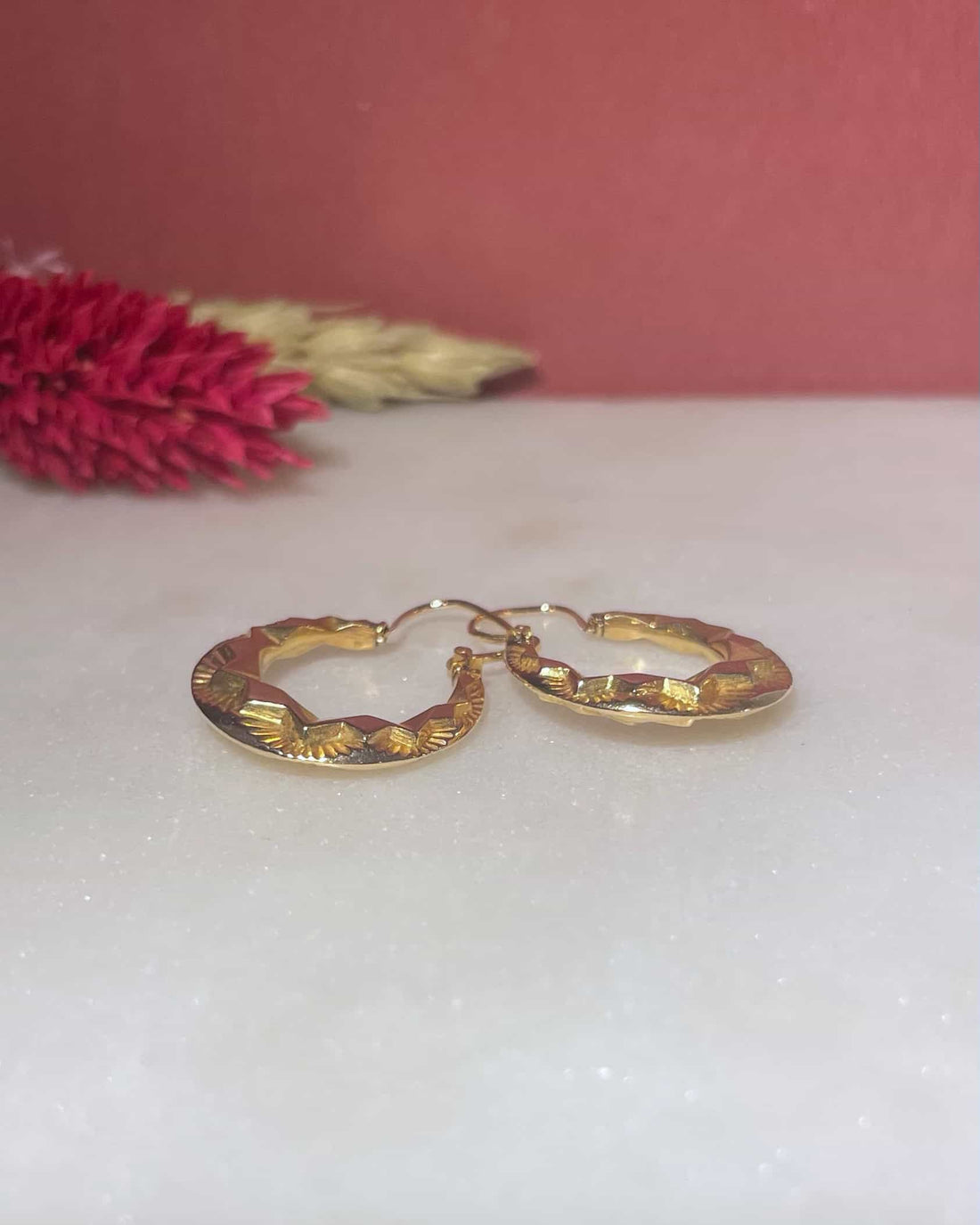 Vintage 18k Yellow Gold "Ginny" Hoop Earrings