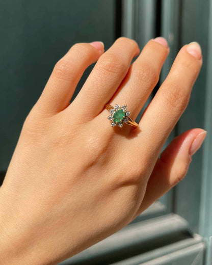 Bague Marguerite Émeraude &amp; Diamants &quot;Aya&quot;