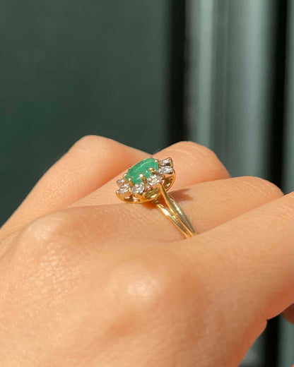 Bague Marguerite Émeraude &amp; Diamants &quot;Aya&quot;