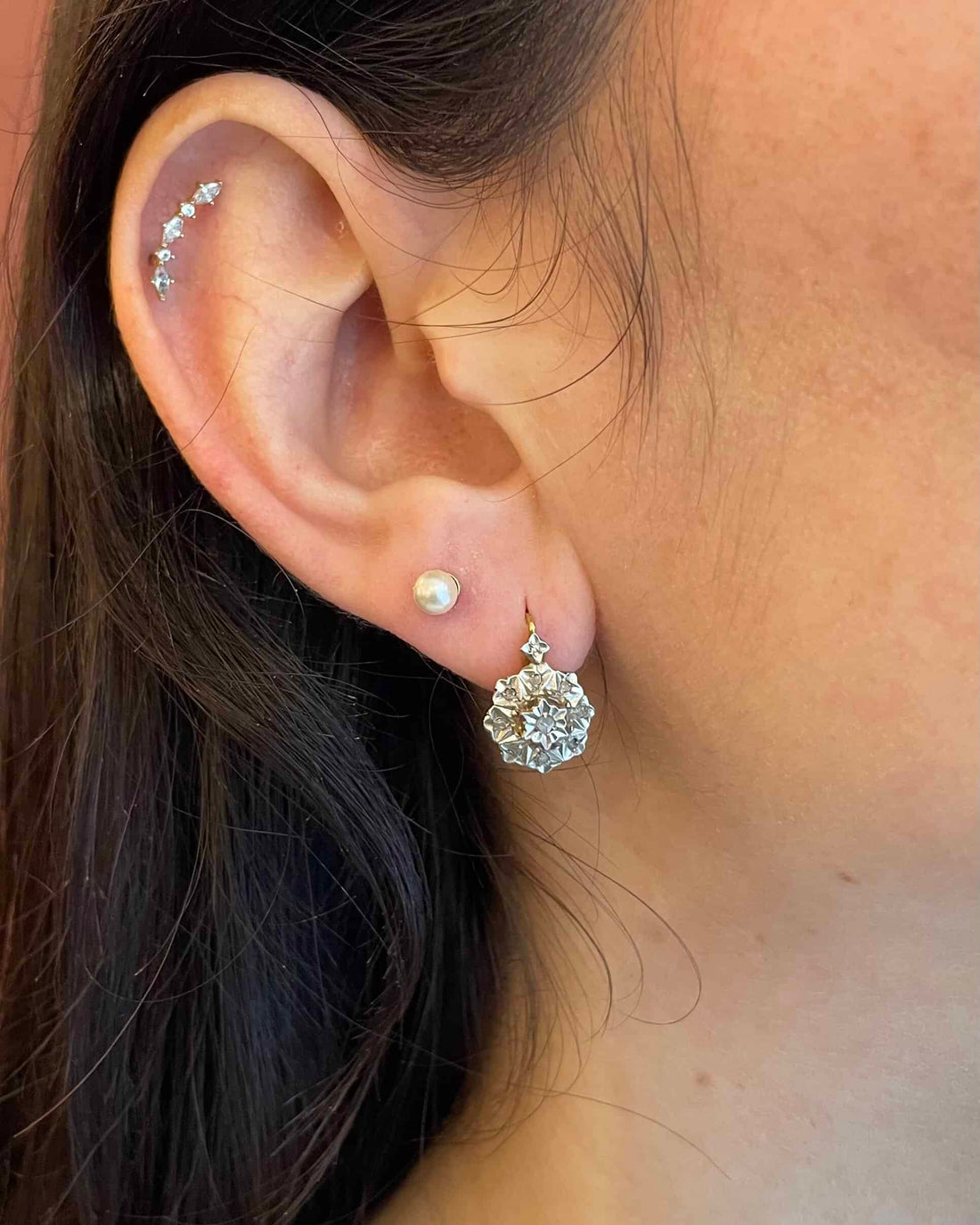&quot;Leilaa&quot; Art Deco Diamond Sleeper Earrings