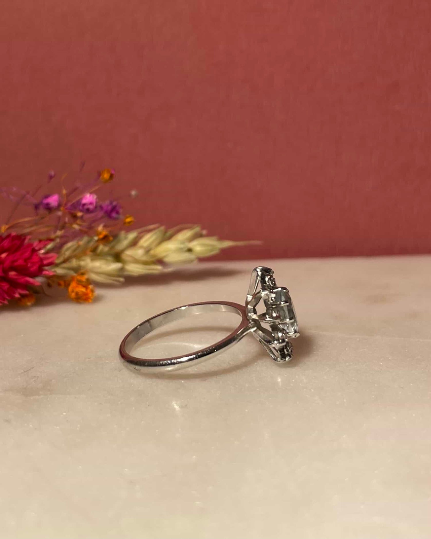 Bague Marguerite Aigue-Marine &amp; Diamants &quot;Lilia&quot;