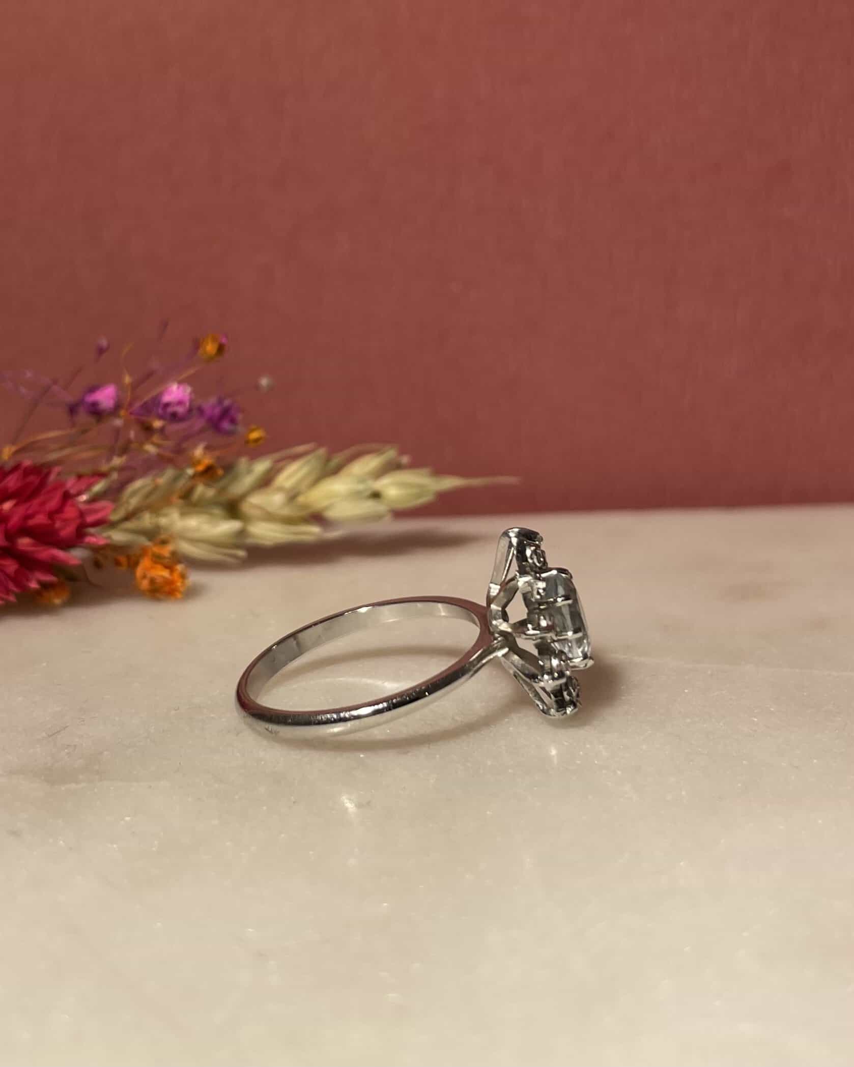 Bague Marguerite Aigue-Marine &amp; Diamants &quot;Lilia&quot;