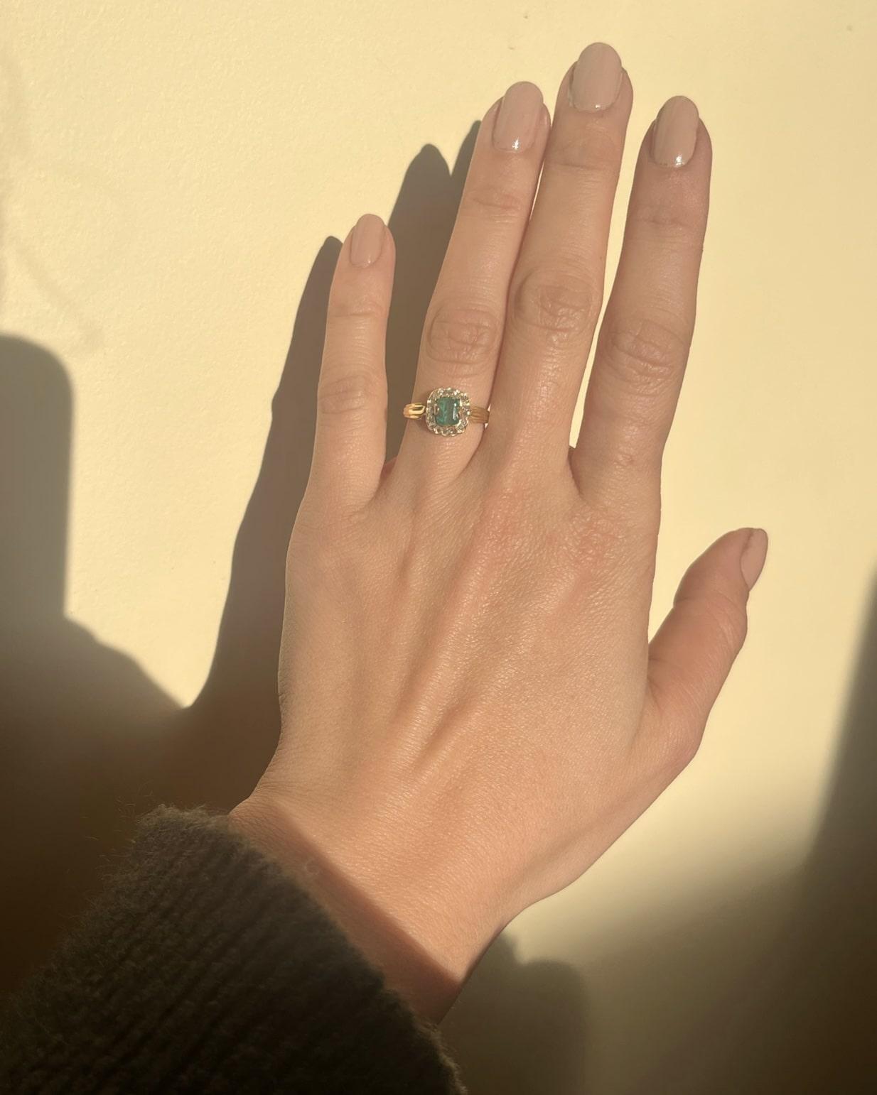 Bague Marguerite Emeraude et Diamants "Ewen"