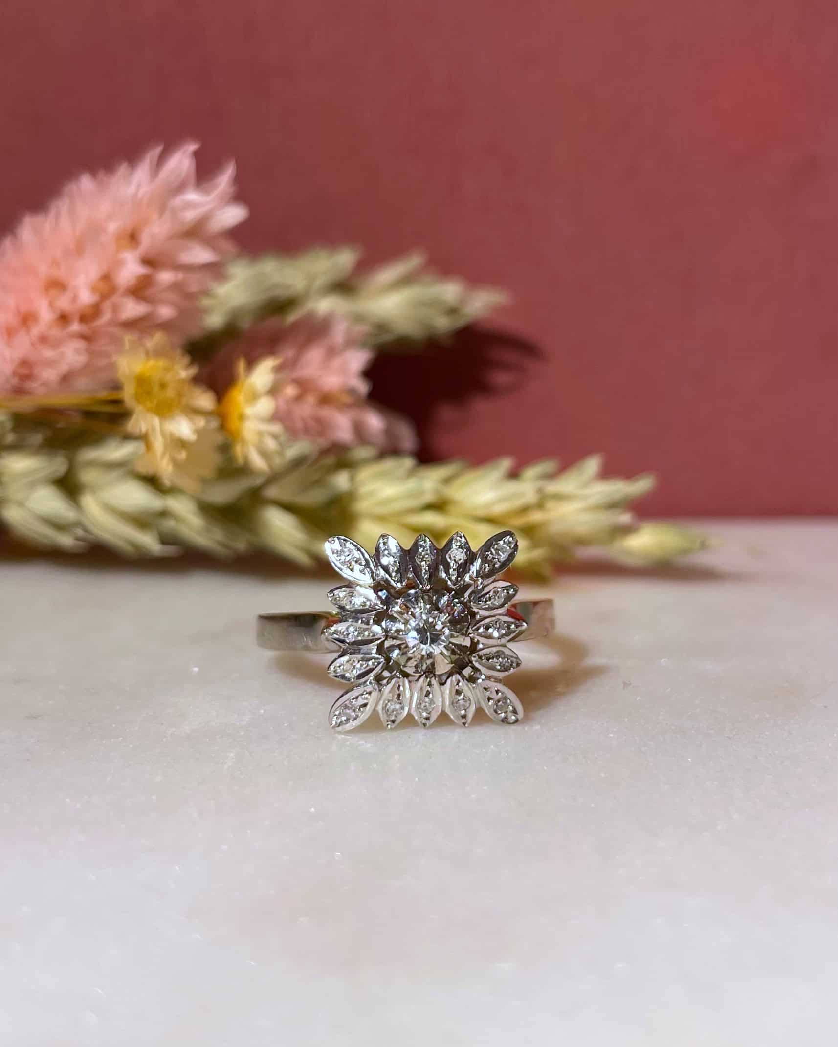"Norah" 17 Diamond Daisy Flower Ring