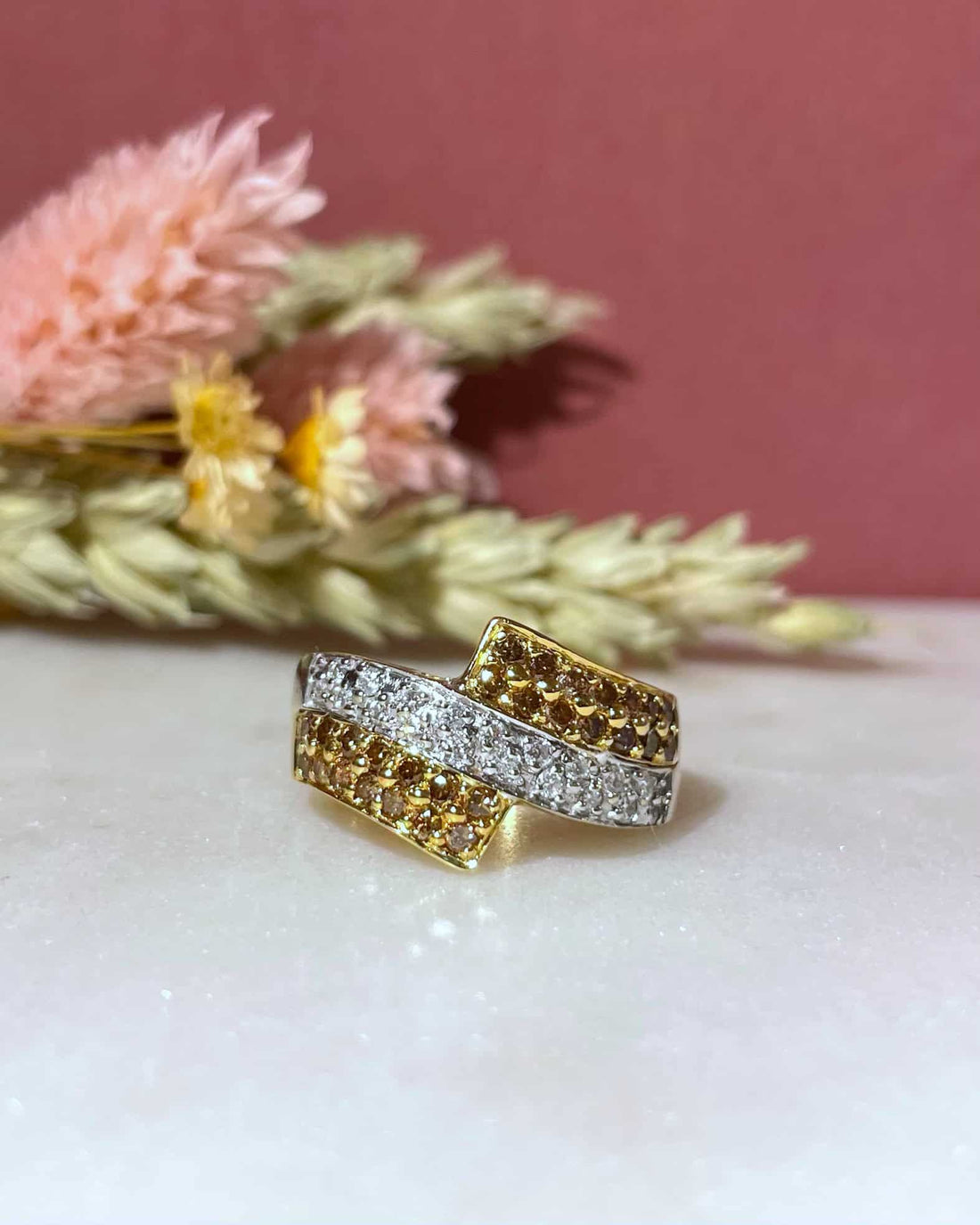 Bague Jonc 47 Diamants Cognac &amp; Incolor &quot;Ruth&quot;