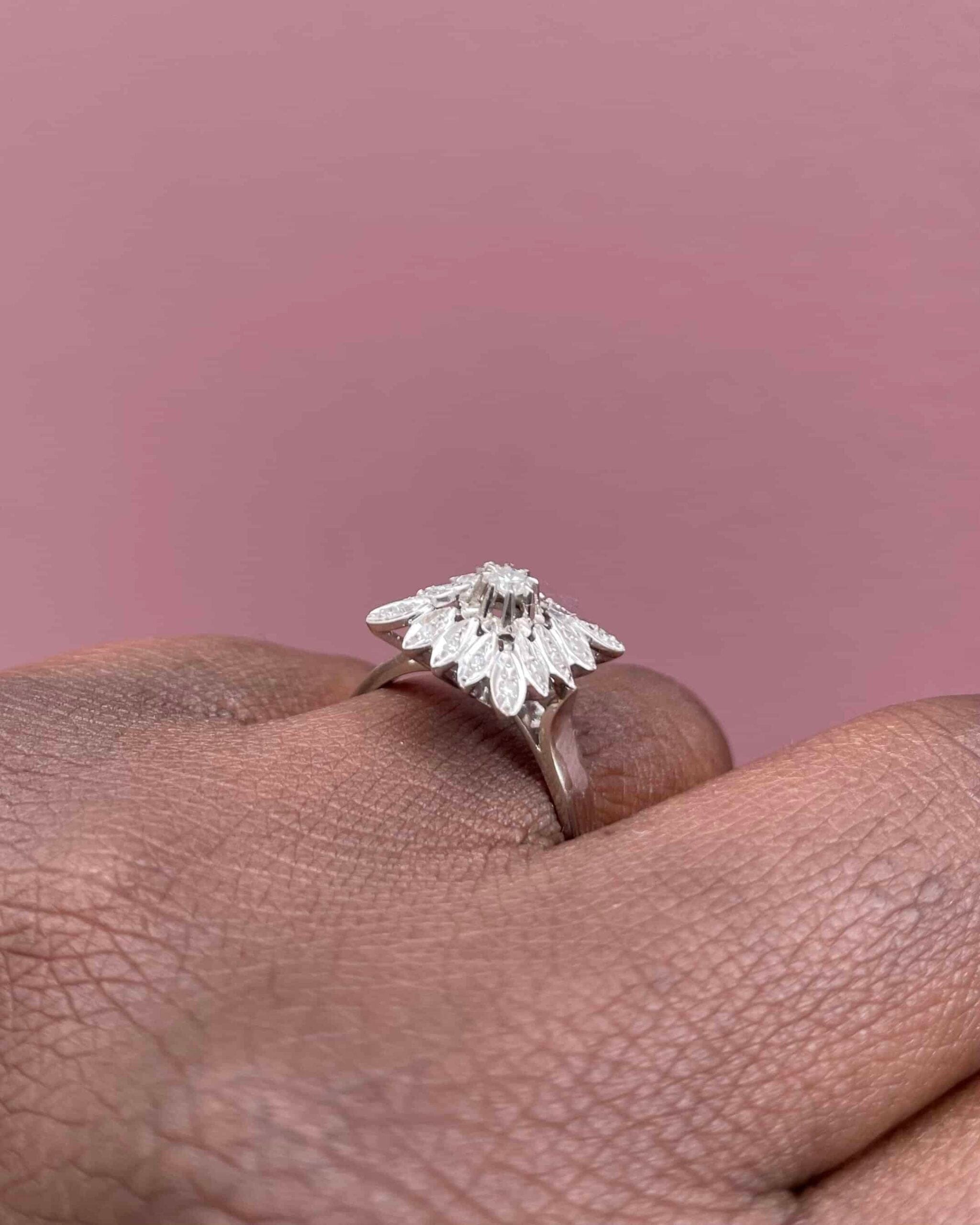 "Norah" 17 Diamond Daisy Flower Ring