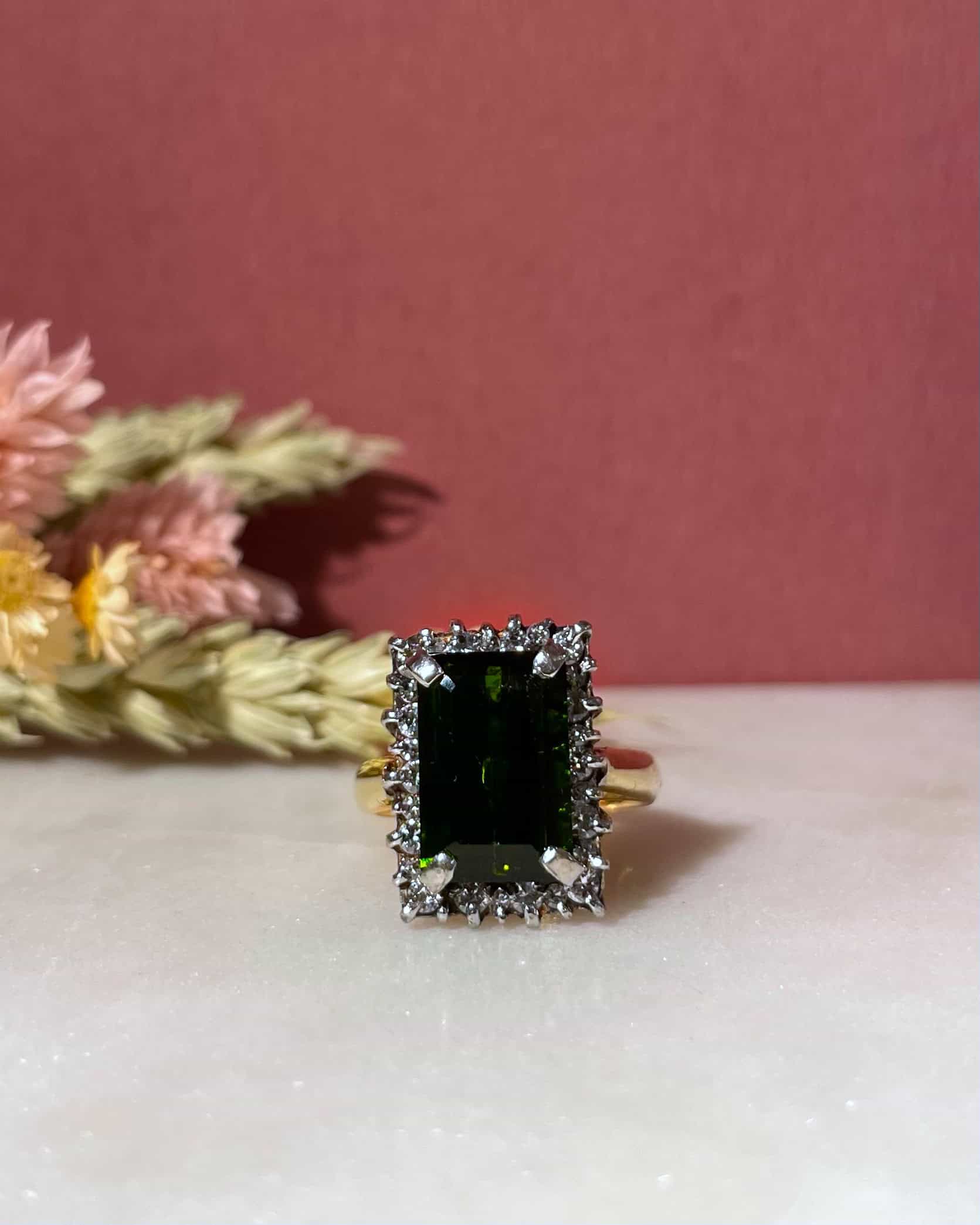 "Xyla" 5.20 Carat Tourmaline &amp;amp; 27 Diamond Daisy Ring