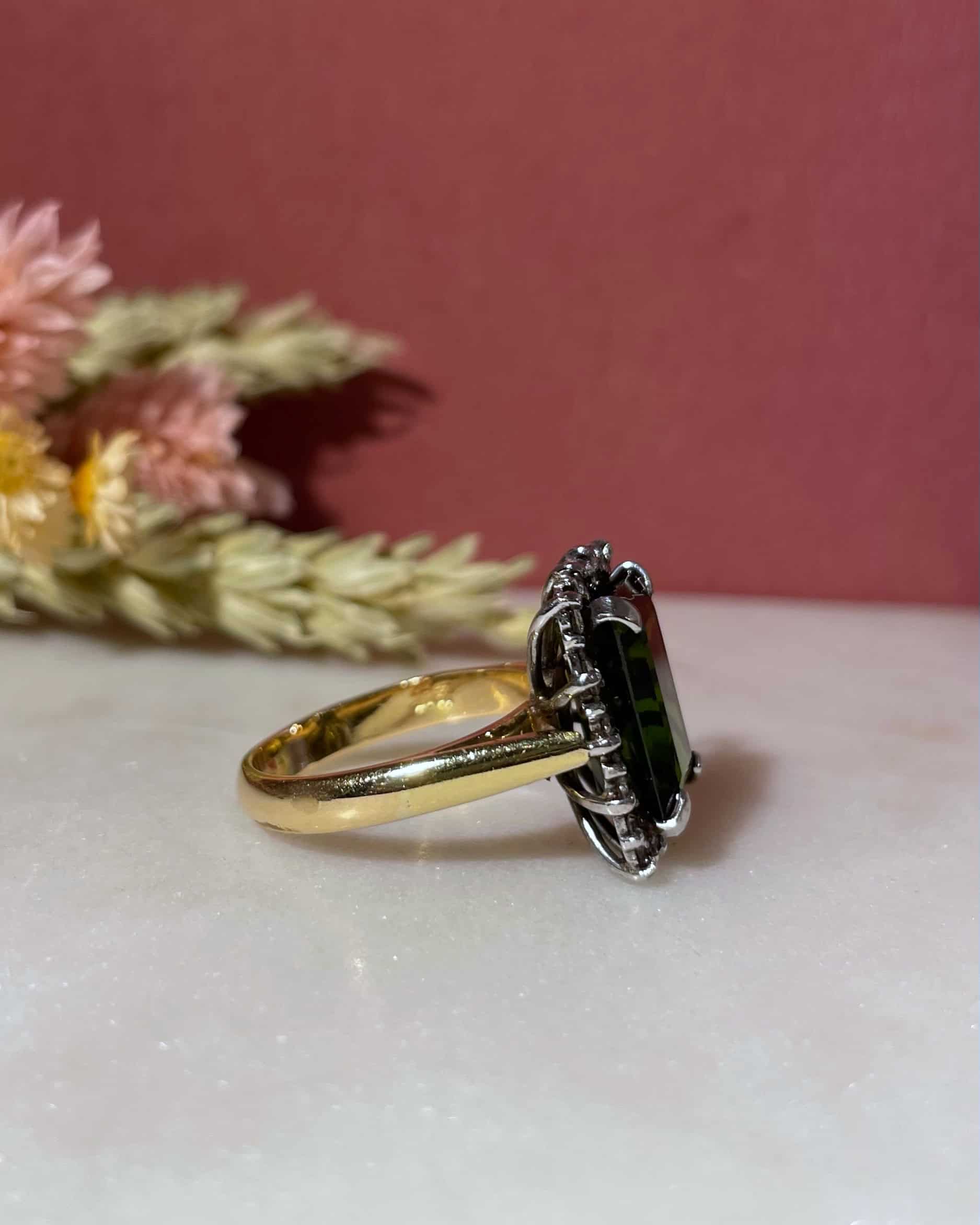 "Xyla" 5.20 Carat Tourmaline &amp;amp; 27 Diamond Daisy Ring