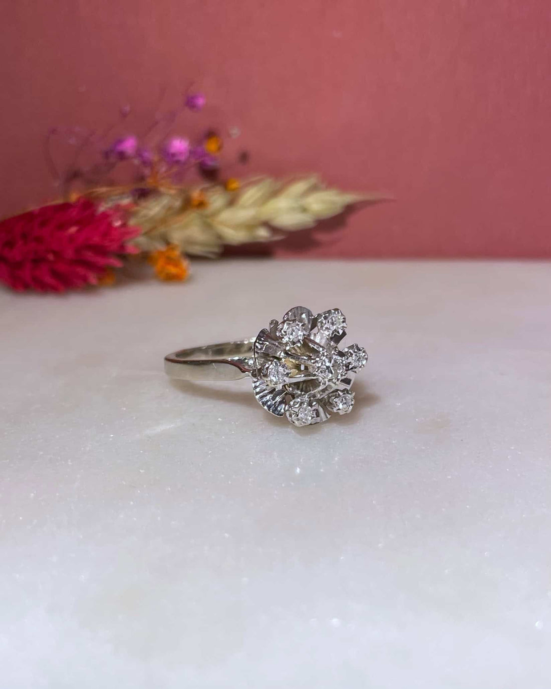Bague Vintage Marguerite Diamants &quot;Leyna&quot;