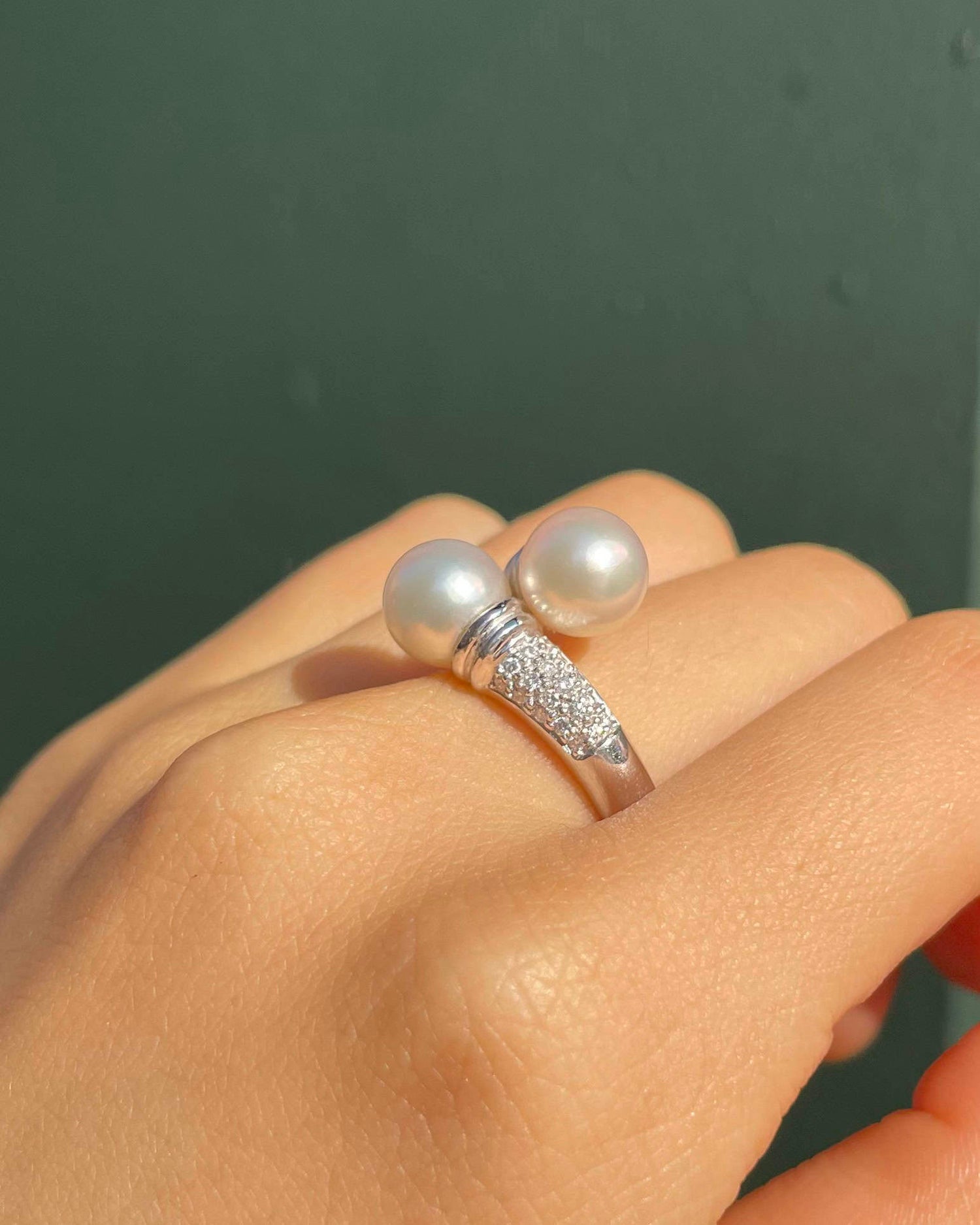 Bague Vintage Toi &amp; Moi Perles &amp; Diamants &quot;Dania&quot;