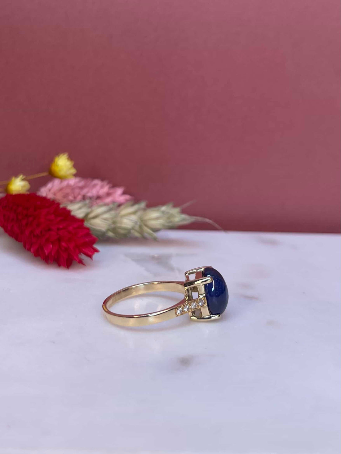 &quot;Alma&quot; 5.50 carat cabochon sapphire &amp;amp; diamond solitaire ring