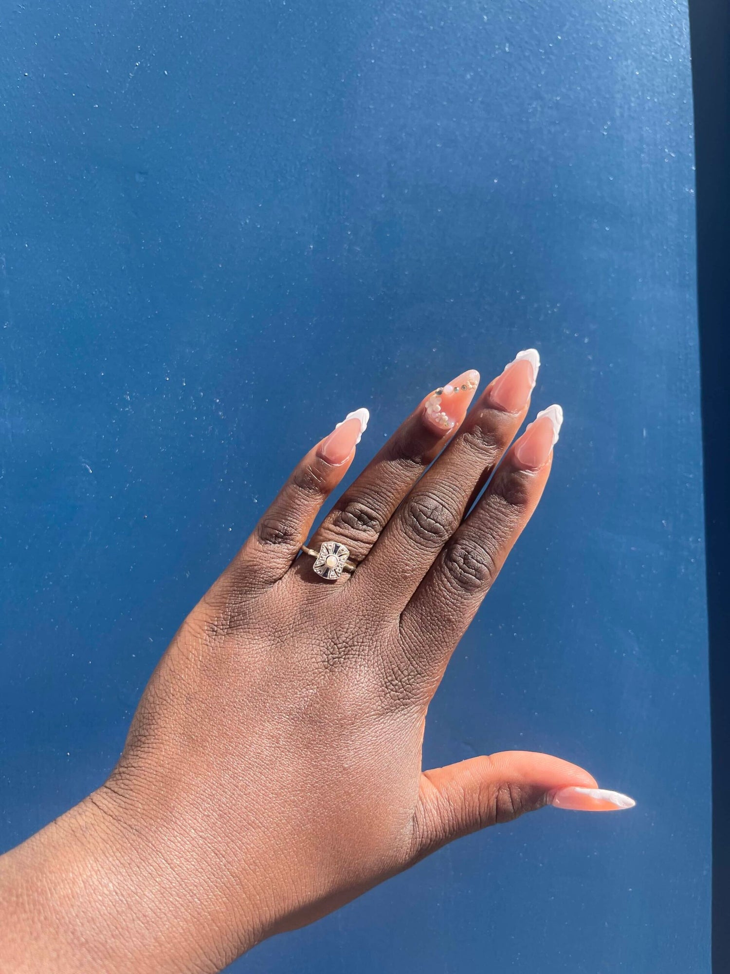 Art Deco Pearl, Sapphire &amp;amp; Diamond Ring &quot;Pimprenelle&quot;