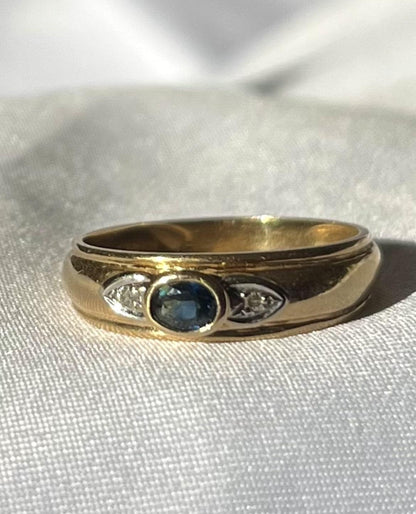 Bague Vintage Jonc saphir &amp; diamants &quot;Tessa&quot;