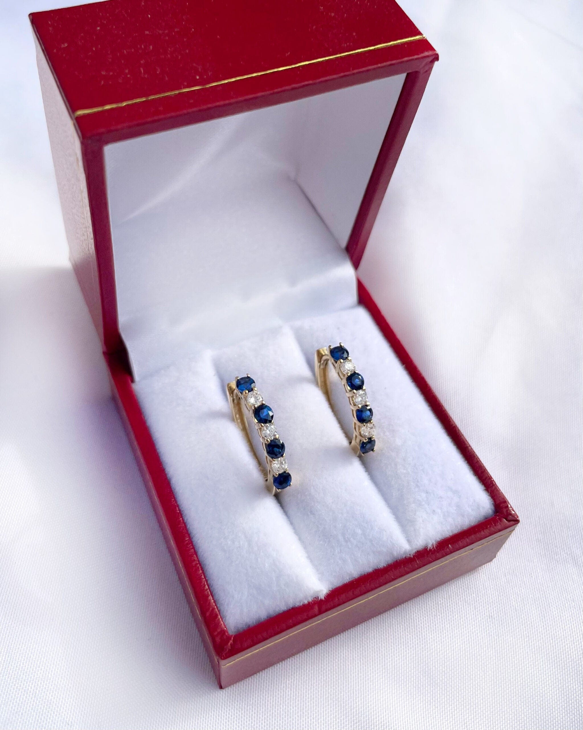 8 Sapphire &amp;amp; 6 Diamond "Henleys" Hoop Earrings