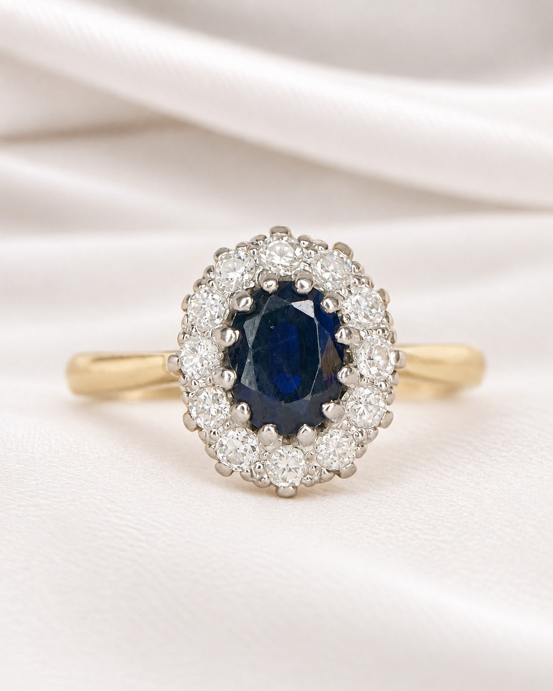 1.52-carat Sapphire Marguerite Ring &amp; Diamonds 4.22g "Vivienne"