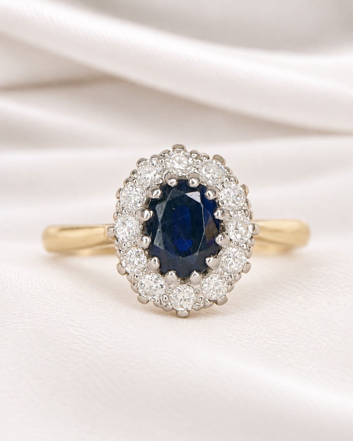 1.52-carat Sapphire Marguerite Ring &amp; Diamonds 4.22g "Vivienne"