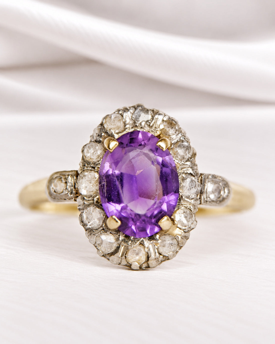 Anillo Art Déco Amatista 1.10 quilates y diamantes "Eglantine"