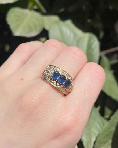 Bague Jonc saphirs 1.20 carat &amp; 34 Diamants &quot;Brune&quot;