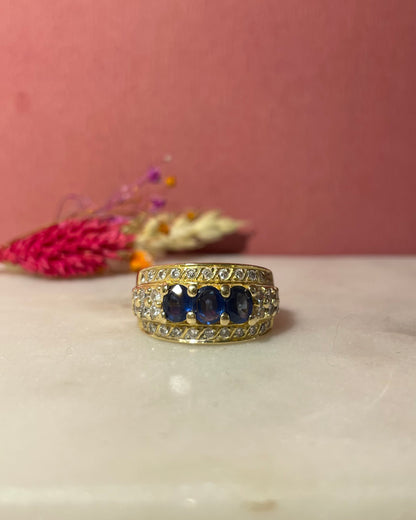 Bague Jonc saphirs 1.20 carat &amp; 34 Diamants &quot;Brune&quot;