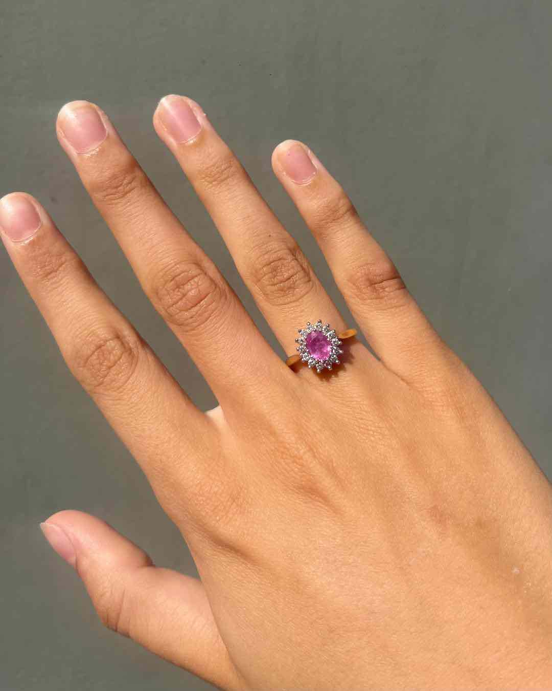 "Mia" Pink Sapphire &amp;amp; Diamond Daisy Ring