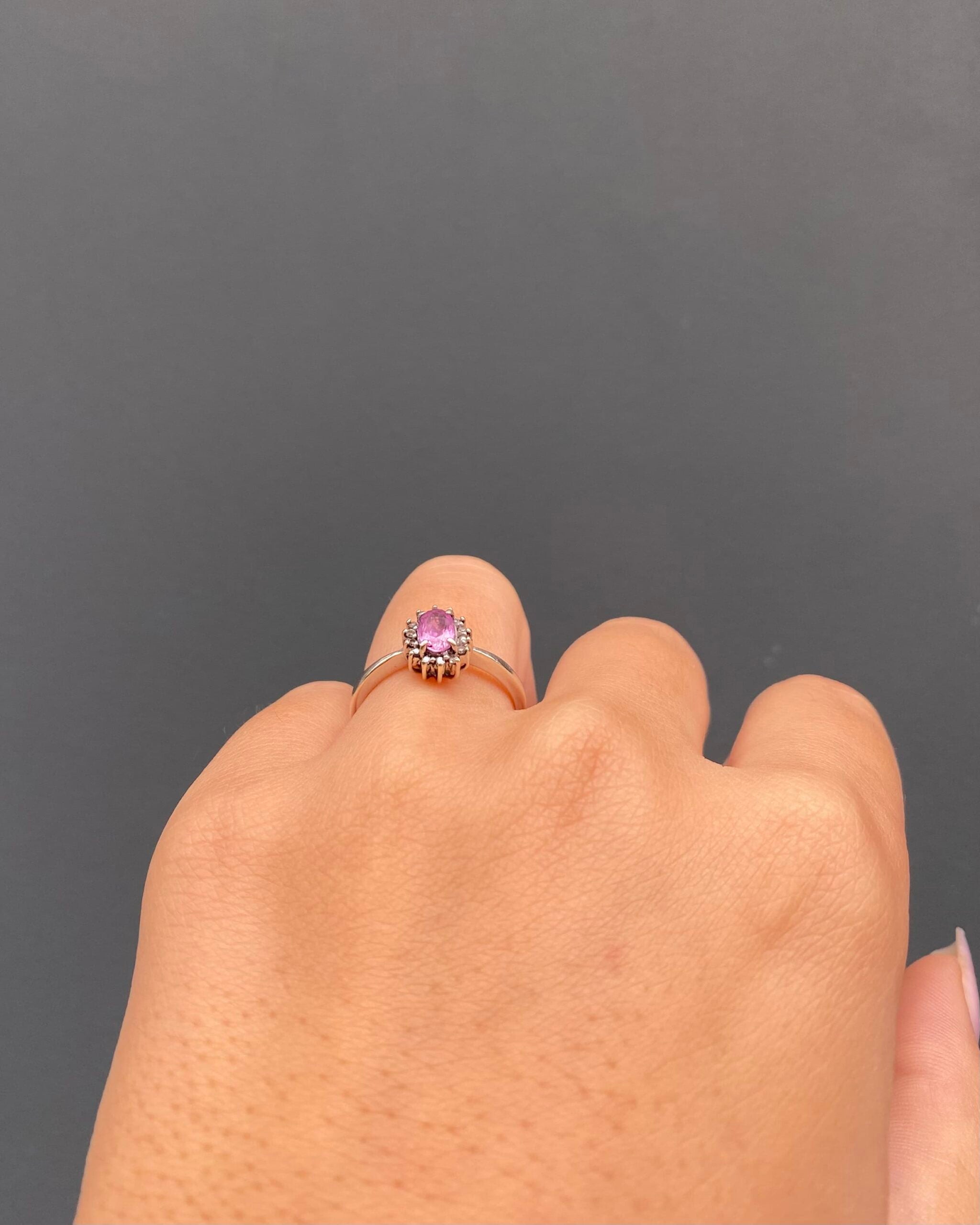 Bague Marguerite Saphir rose &amp; Diamants "Elizabeth"