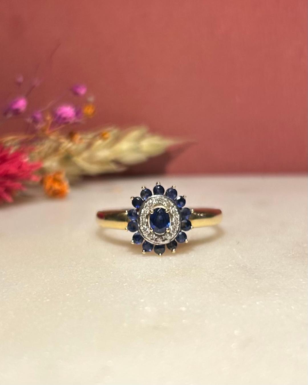 Bague Marguerite Saphirs &amp; Diamants &quot;Ellen&quot;