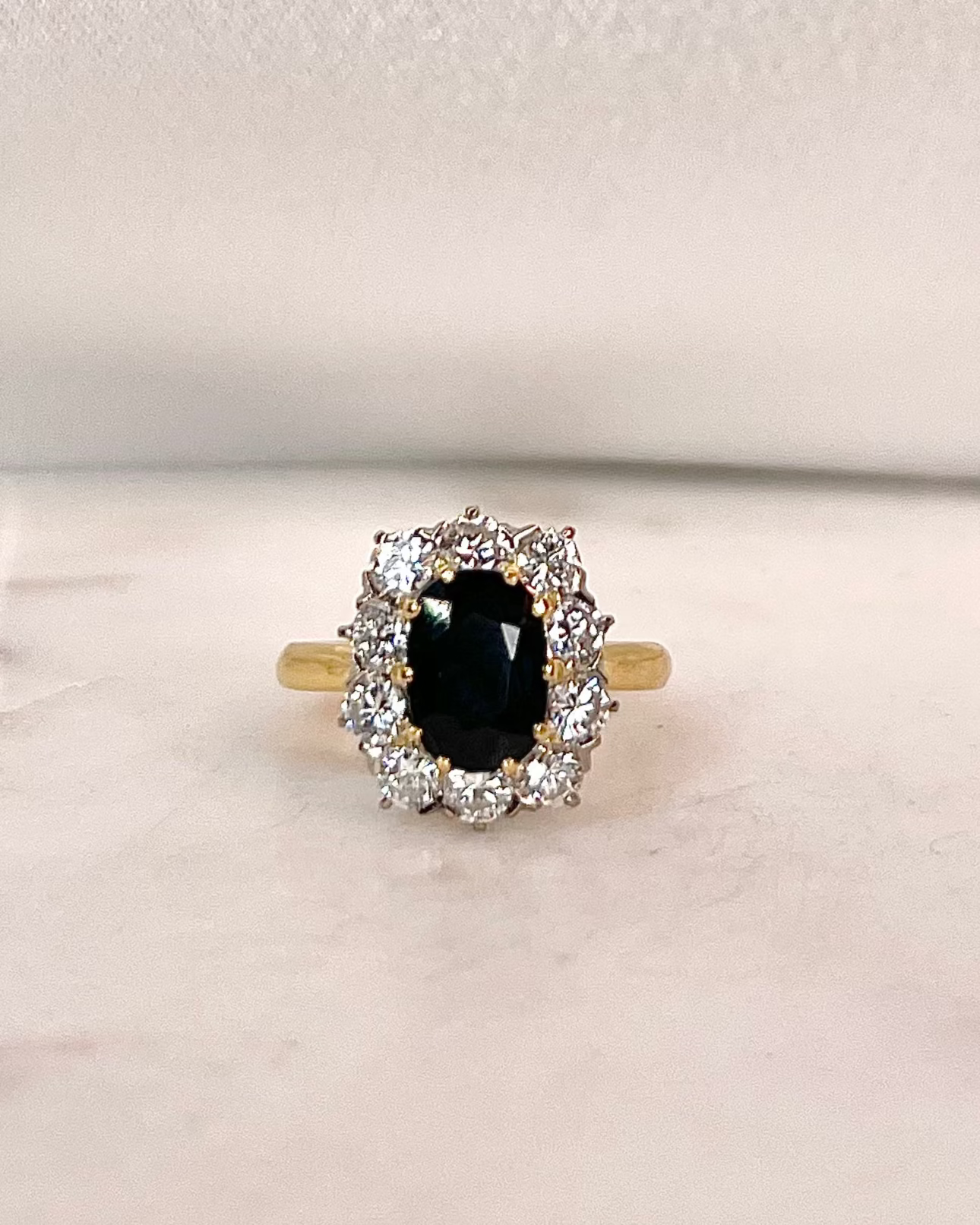 Bague Marguerite Saphir 1.65 carat &amp; Diamants "Véro"