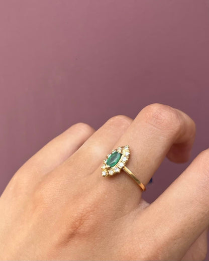 Bague Marquise Émeraude &amp; Diamants &quot;Icona&quot;