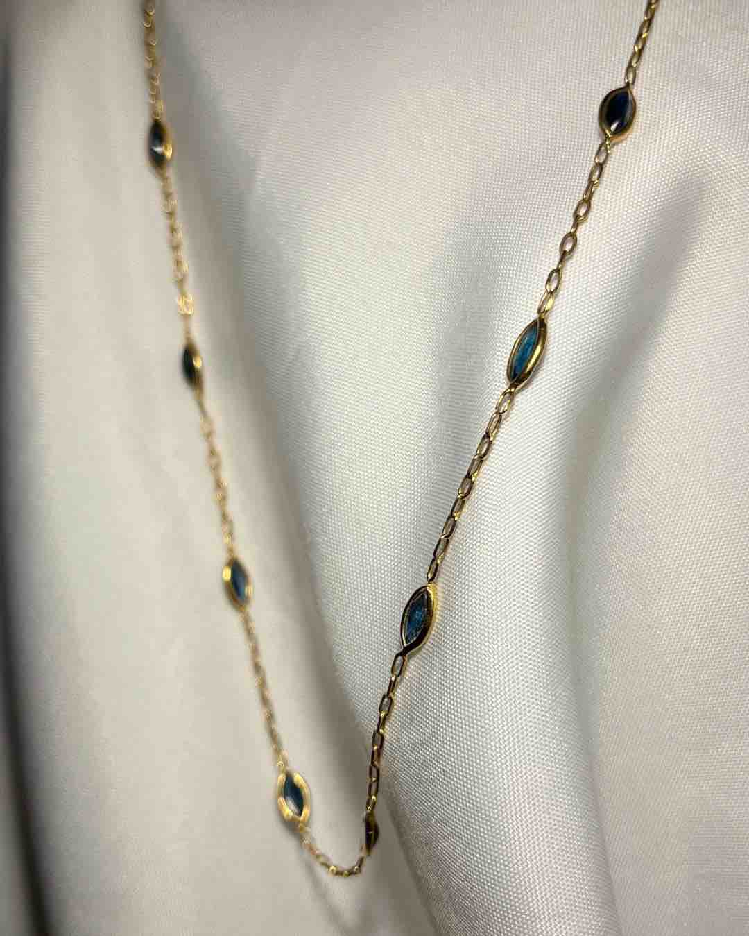 Vintage Gold &amp;amp; Sapphire Necklace "Anaïs"