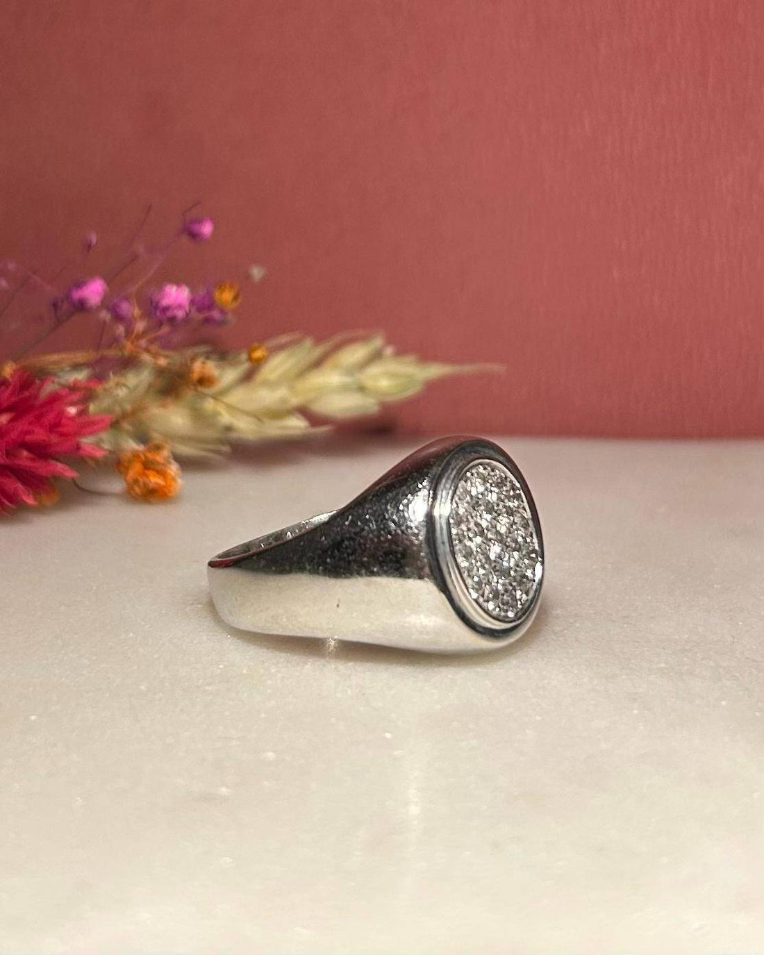 Bague Chevalière Vintage 19 Diamants "Gabriella"