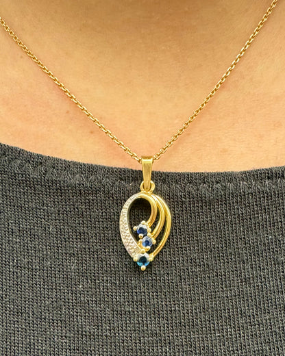 Colgante 3 zafiros y diamante &quot;Cybelle&quot;