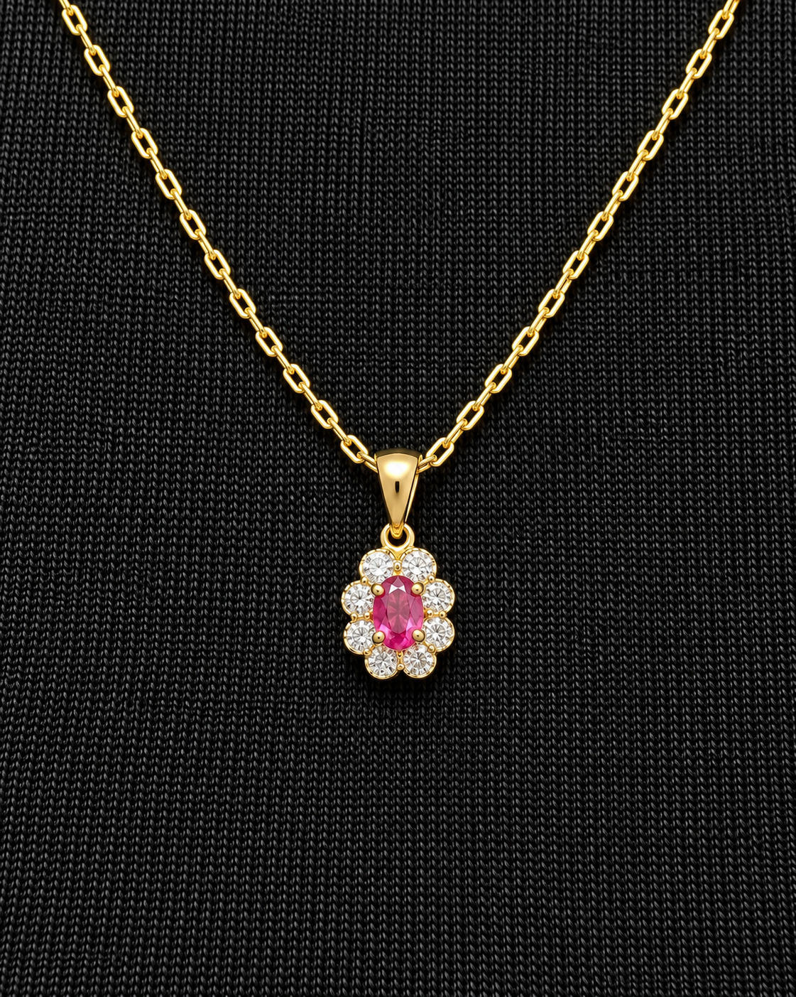 Pendentif Marguerite Rubis &amp; Diamants "Claudine"