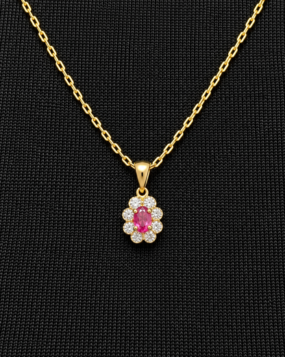 Pendentif Marguerite Rubis &amp; Diamants "Claudine"