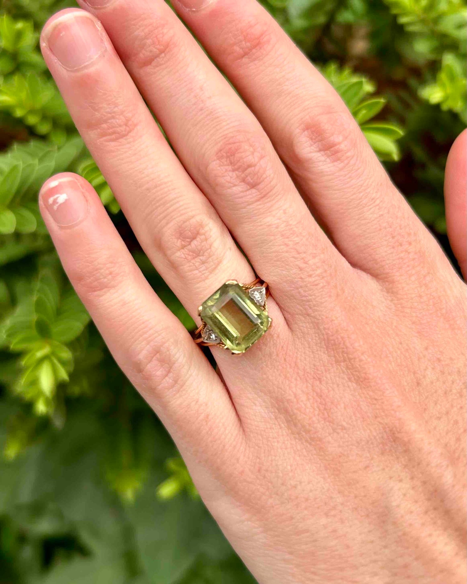 Bague Cocktail Prasiolite 5 Carats &amp; Diamants &quot;Soline&quot;