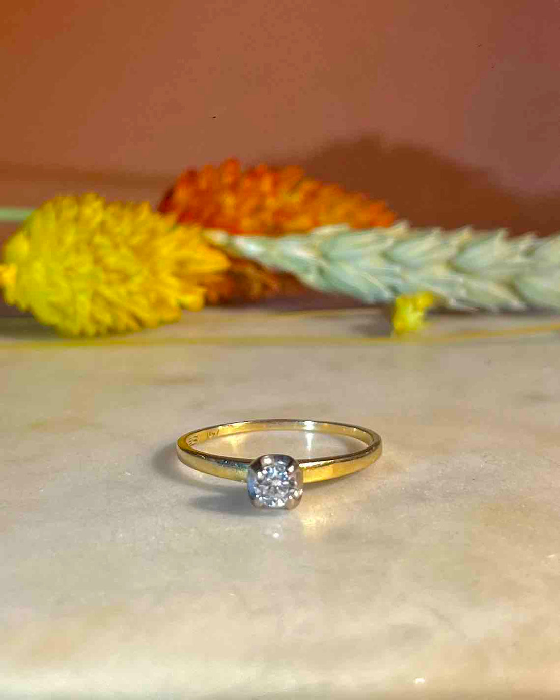 Bague solitaire diamant Vintage &quot;Ninon&quot;