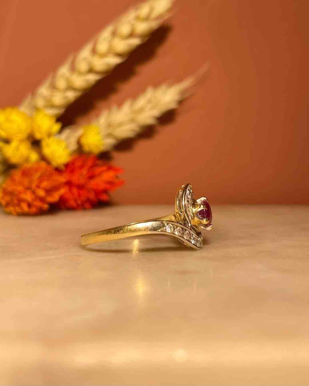 &quot;Azaylie&quot; 0.40 Carat Ruby &amp;amp; 14 Diamond Tourbillon Ring