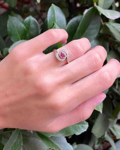 &quot;Azaylie&quot; 0.40 Carat Ruby &amp;amp; 14 Diamond Tourbillon Ring