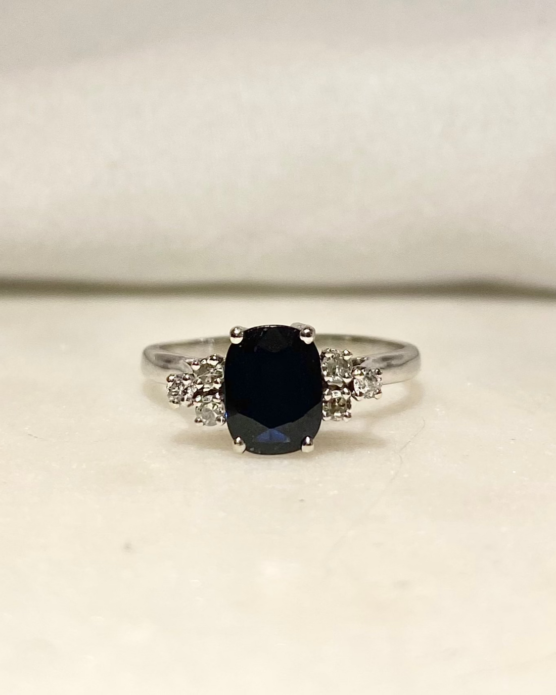 Bague Trilogie Saphir 1.10 carat &amp; Diamants &quot;Charlotte&quot;