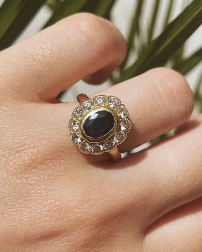 Bague Marguerite vintage saphir &amp; diamants &quot;Gabriella&quot;