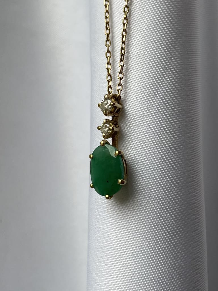 &quot;Alicia&quot; Emerald &amp;amp; Diamond Necklace