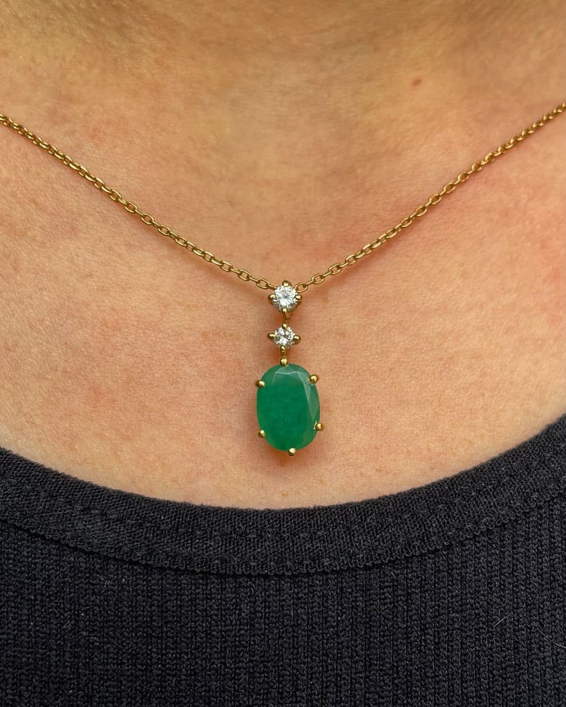 Collier émeraude &amp; diamants "Alicia" - Elliade Paris
