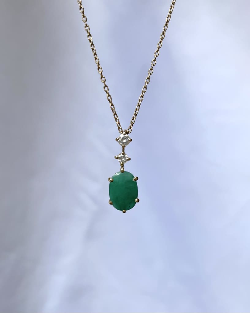 &quot;Alicia&quot; Emerald &amp;amp; Diamond Necklace