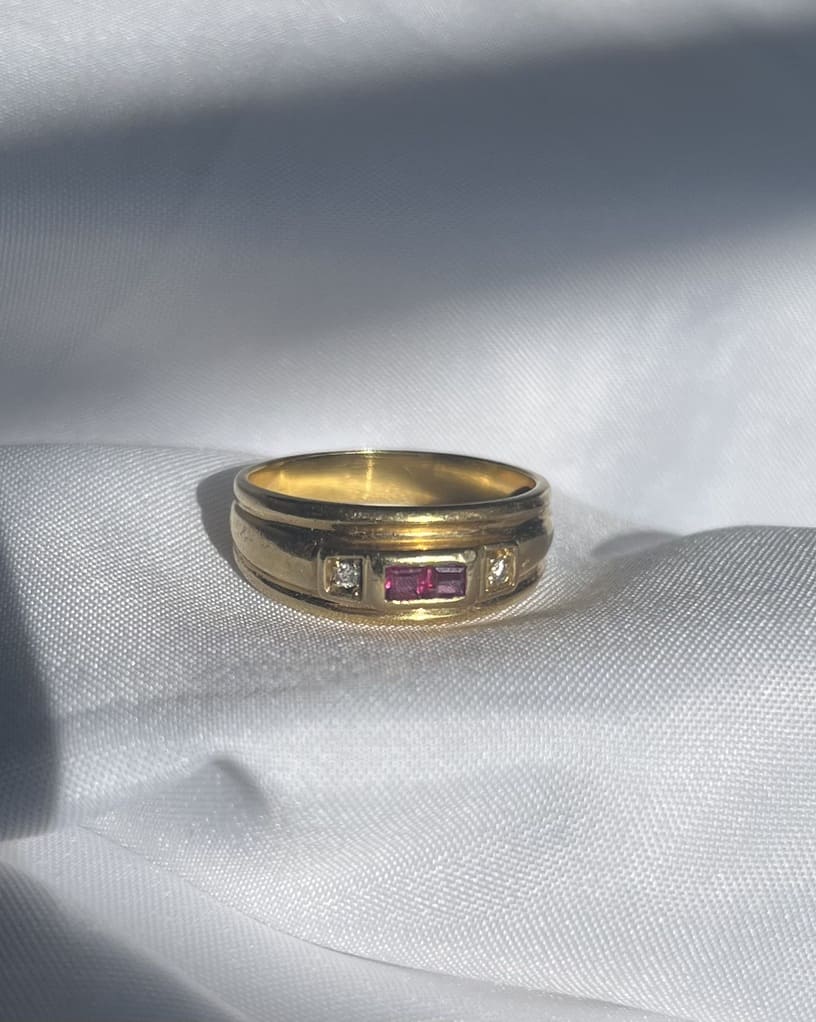 Bague jonc rubis &amp; diamants "Lyne" - Elliade Paris