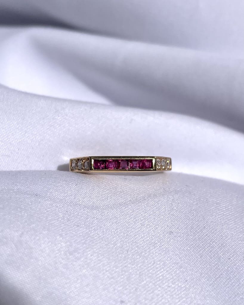 Bague rubis calibrés &amp; diamants &quot;Elena&quot;